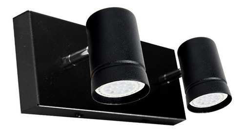 Lampara Spot Aplique Pared 2 Luces Acero Gu10 Apto Led Color Negro