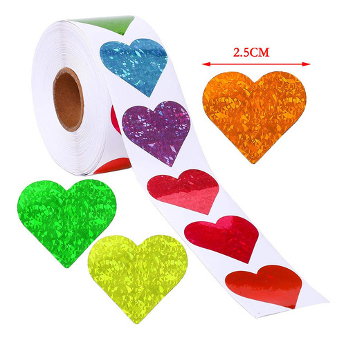 Adesivos De Forma De Coração 1.5 / 1 Polegadas 500 2,5 Cm