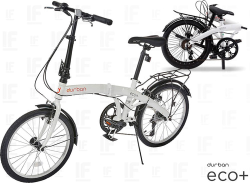 Bicicleta Dobrável Eco+ De Aro 20 E 6 Marchas Branca- Durban Cor Branco