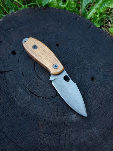 Cuchillo Artesanal Táctico Edc Acero 1070 Funda Cuero Gris