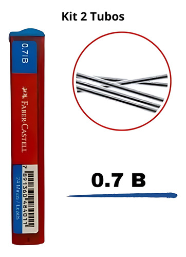 Grafite Lapiseira 0.7b Faber Castell 2 Tubo Com 24 Grafites