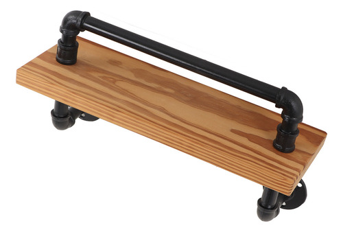 Tablero De Madera Montado En La Pared, Tubo De Hierro Forjad