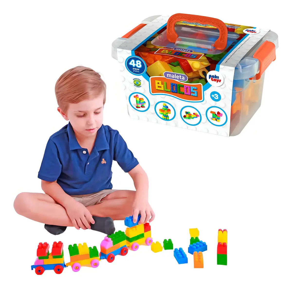 Maleta Blocos Montar Infantil Brinquedo Educativo Pedagogico