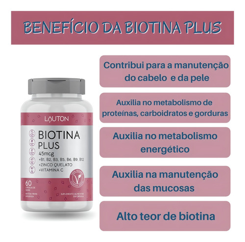 Biotina Com B1 B2 B3 B5 B6 B9 B12 Zinco Quelado Vitamina C