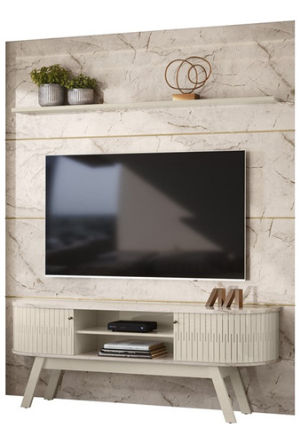 Painel E Rack Piso Teto Tv 75 244x208 Cm 7181 Calacata Off W