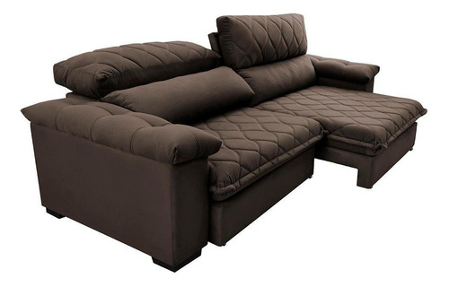Sofá Retrátil Reclinável 2,35m Cama Inbox Big Home. Velusoft Cor Caf