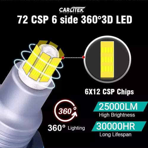 Par Ampolleta Turbo Led Minih7 360grado 72 Chip Csp 25.000lm