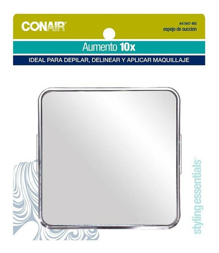 Espejo Cuadrado De Succion Con Aumento 10x Conair 41947mx