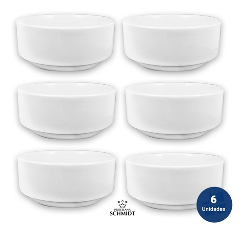 Set X 6 Cazuela Alta Apilable Tazon Porcelana Schmidt