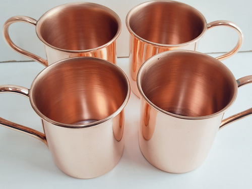 Imagen 4 de 5 de Vasos De Cobre Macizo 99.99% Pack De 4 Unidades 250 Ml