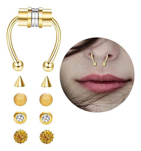 Anillo De Nariz Falsa Piercing Falso Magnético Septum Moda