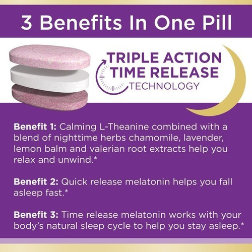 Melatonina Sleep 3 Tri Capa Acción Prolongada | 30 Tabletas