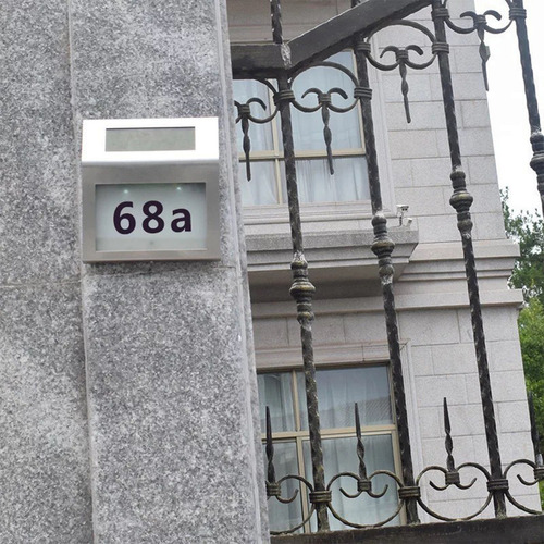 Letrero Solar Con Número De Casa En Forma De U, Con Números
