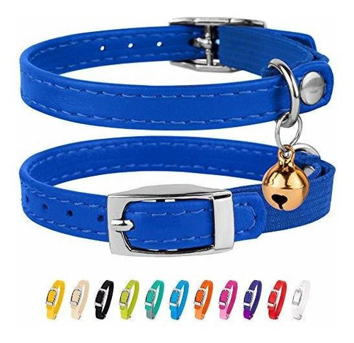 Collardirect Leather Cat Collar, Cat Safety Collar With Elas