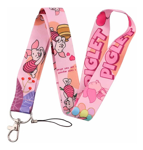 Lanyard Porta Credencial Piglet De Winnie The Pooh Rosado