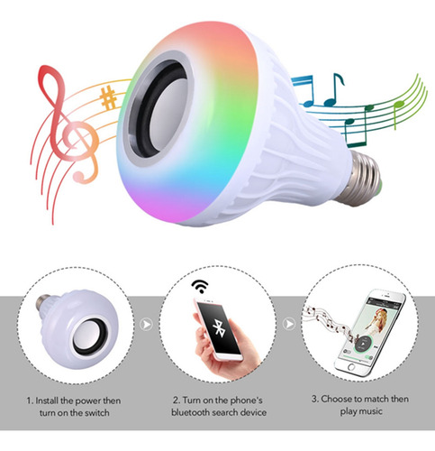 Bombilla Led Musical Con Bluetooth Y Control Remoto