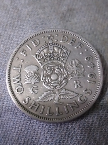 Gran Bretaña Two Shillings 1949 Cupro Niquel Vf