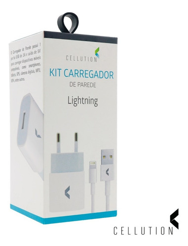 Imagem 2 de 5 de Kit Cabo + Carregador Lightning Cellution