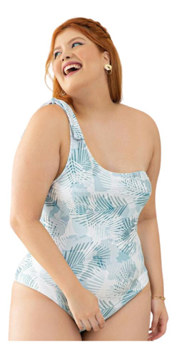 Maio Plus Size Feminino Praia E Piscina Com Um Ombro Só