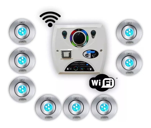 Kit Controlador Comando Four Fix Wifi (magic Home) + 8 Hiper Led 9w Inox