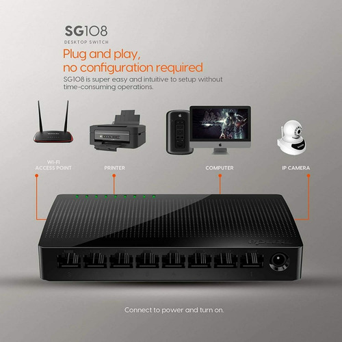 Imagen 6 de 9 de Switch Tenda Gigabit 8 Puertos Lan Fibra 10/100/1000 Mbps