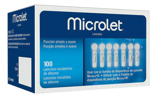 Bayer Microlet 100 Un. lancetas Glucemia Diabetes Glucosa Color Sin