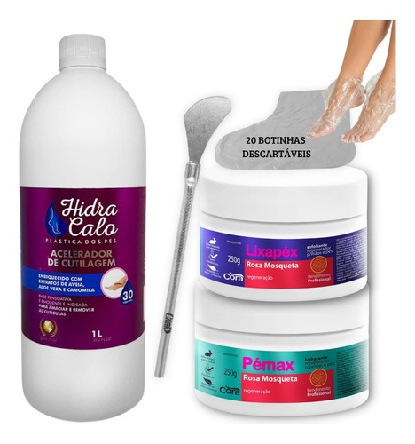 Kit Spa Dos Pés Hidracalo Lixapéx Pémax Espátula E Botinha