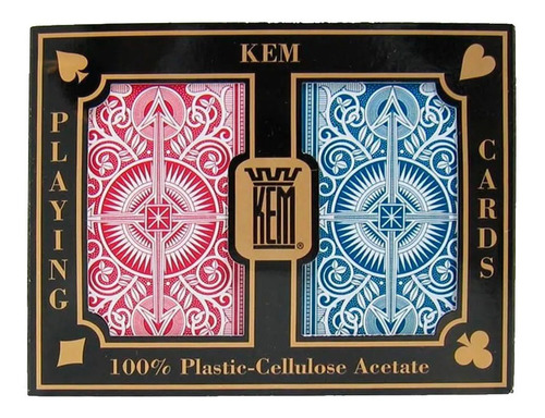 Kit de póquer de dos mazos Kem Arrow Index, 100% plástico