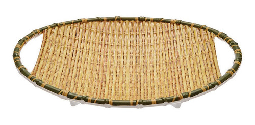 Imagem 1 de 2 de Travessa Oval Decorativa De Bambu E Melamina - 25,5 Cm