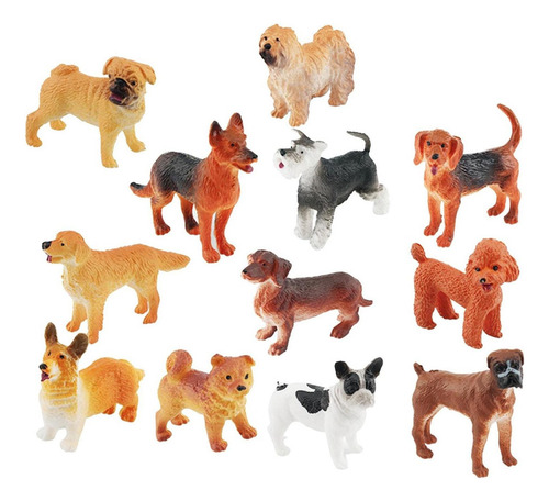 12 Piezas De Figuras De Perros Realistas, Animales Para Sala