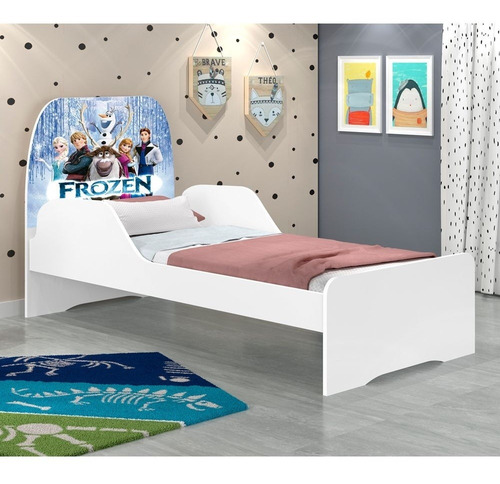 Imagem 2 de 3 de Cama Infantil Juvenil Branco Personagens - Frozen