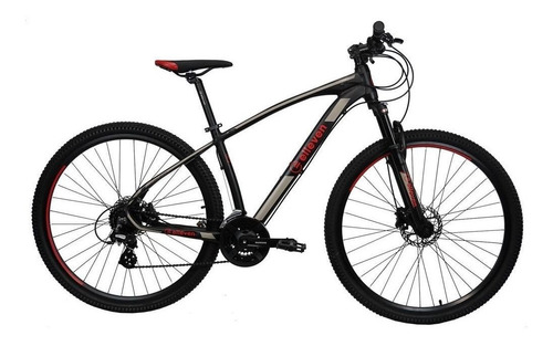 Mountain bike Elleven Rocker aro 29 19" 27v freios de disco hidráulico câmbios Shimano Alivio cor preto-fosco/vermelho/cinza