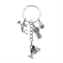 Comprar Llavero Campeón Dije Copa Trofeo Medalla Balón Deportes Moda Plateado Voleibol Volleyball