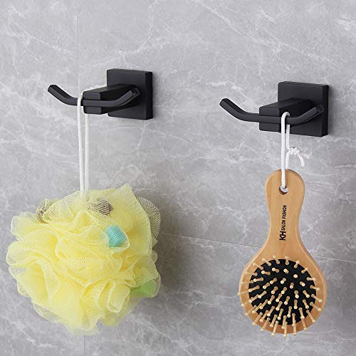 Gerz Baño Mate Negro Perchero Sus 304 Acero Inoxidable Doble