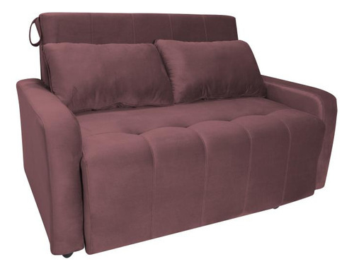 Sofá Cama Para Sala De Estar Amora New Veludo Matrix Cor Rose
