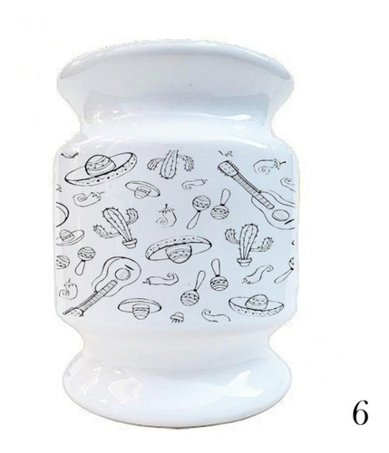 Mate Ceramica + Bombilla Notas Musicales Llama Cactus Regalo