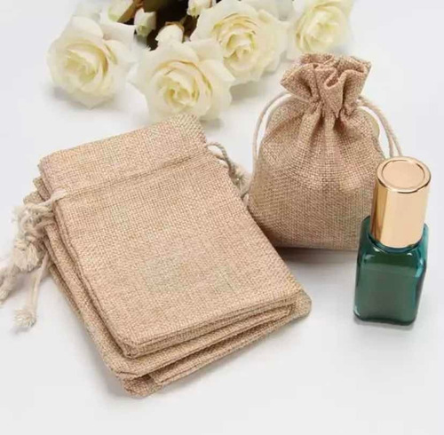 Pack 12 Bolsas Arpilleras Sacos Yute Lino Natural 13x18cm