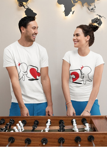 Pack 2 Poleras  Rompecabezas Pareja Estampadas Enamorados