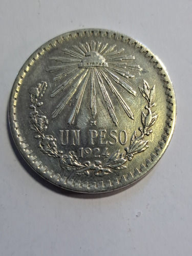 Moneda 1 Peso Mexico 1924 Plata 