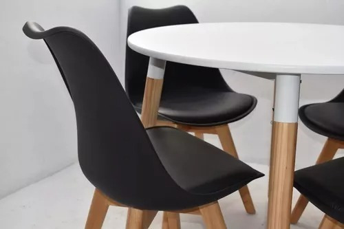 Imagen 3 de 3 de Juego De Comedor Mesa 90 Diam. + 4 Sillas Tulip