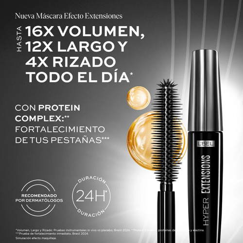 L'bel Máscara De Pestañas Forever Hyper Extensions 9g.