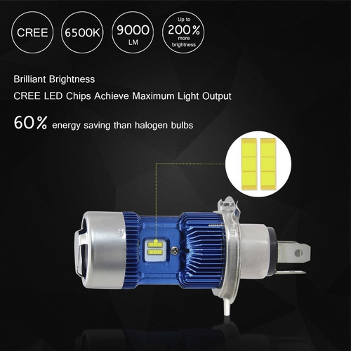 Imagen 4 de 7 de Dzg H4 De La Motocicleta Led Faro Del Bulbo 9003 Hb2 Hs1 P43