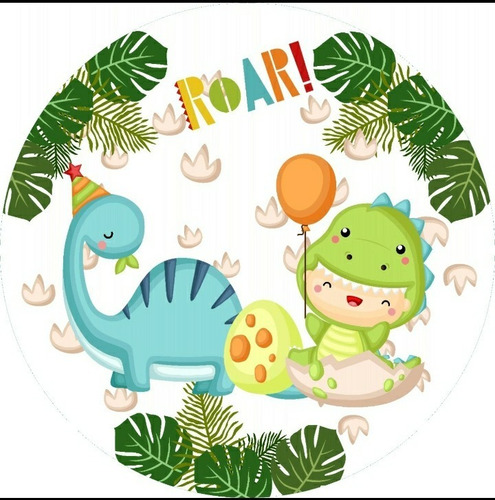 Painel Redondo Em Tecido Wideprint Liso Dino Baby 1,6x1,6