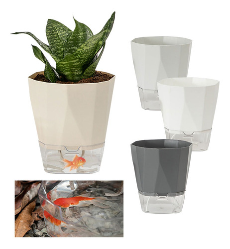 4 Pcs Planta Macetas De Plastico Con Riego Automático Agua 