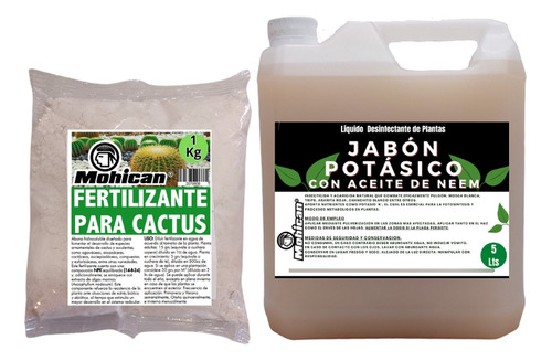 Promo Jabón Potásico Aceite Neem 5lts + Ferti Cactus  1kg