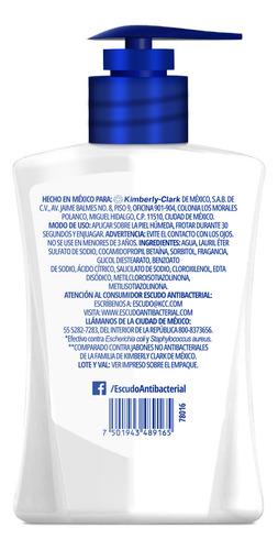 Jabón Escudo Antibacterial Líquido Neutro 225ml
