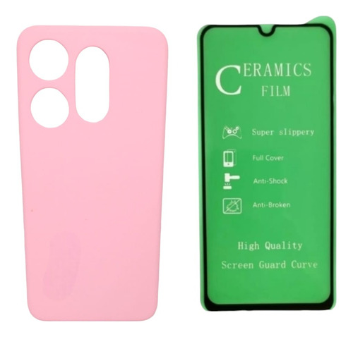 Silicone Case Para Tecno Spark Go 2023 Y Vidrio Ceramico