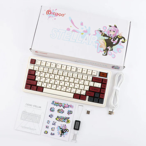Teclado Mecanico Gamer Cidoo Stellar C/pantalla Inalambrico Crema Inglés Internacional