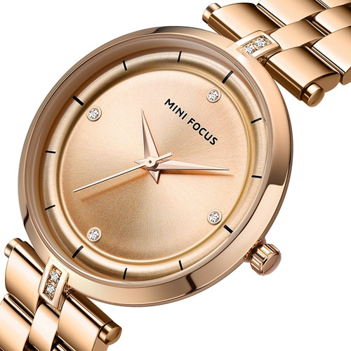 Reloj Para Dama Minifocus De Moda Original Casual Elegante Oro Rosa Mf0120l