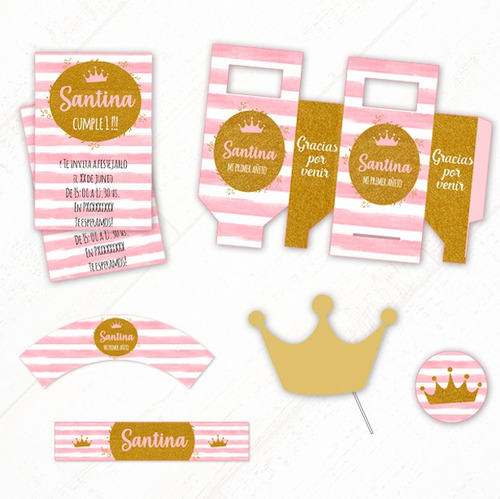 Coronas #1 Kit + Props Regalo -textos Editables O Personaliz